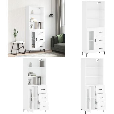 Credenza Bianca 69,5x34x180 cm in Legno Multistrato - Credenza bianca - Credenza moderna