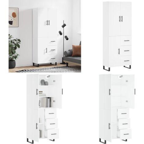Credenza Bianca 69,5x34x180 cm in Legno Multistrato - Credenza bianca - Credenza moderna