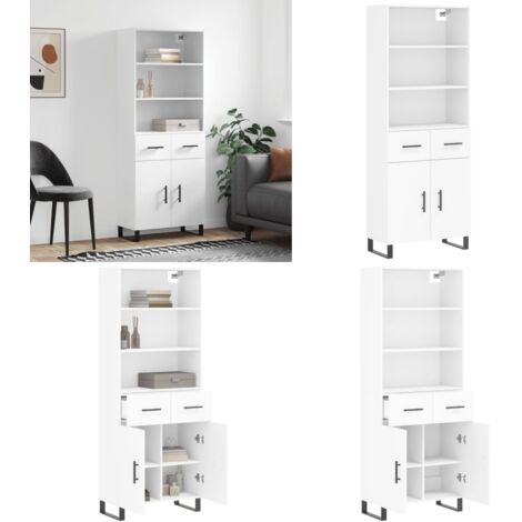 Credenza Bianca 69,5x34x180 cm in Legno Multistrato - Credenza bianca - Credenza moderna