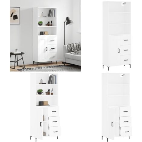 Credenza Bianca 69,5x34x180 cm in Legno Multistrato - Credenza bianca - Credenza moderna