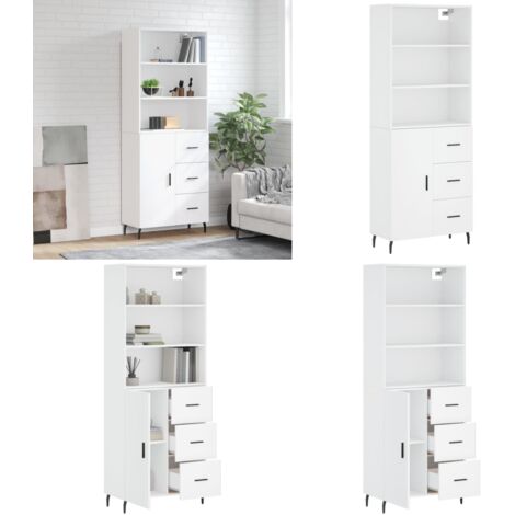 Credenza Bianca 69,5x34x180 cm in Legno Multistrato - Credenza bianca - Credenza moderna