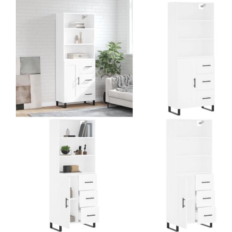 Credenza Bianca 69,5x34x180 cm in Legno Multistrato - Credenza bianca - Credenza moderna