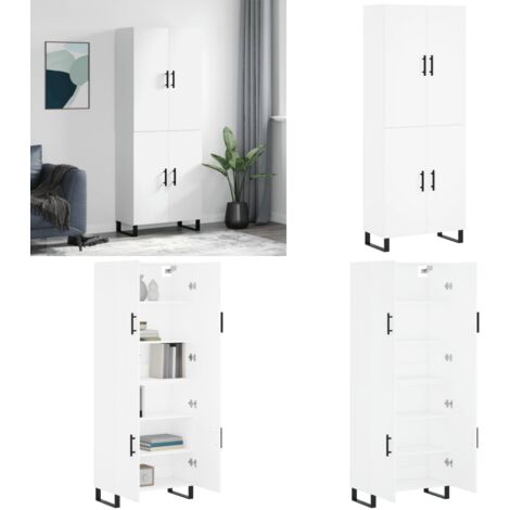 Credenza Bianca 69,5x34x180 cm in Legno Multistrato - Credenza bianca - Credenza moderna