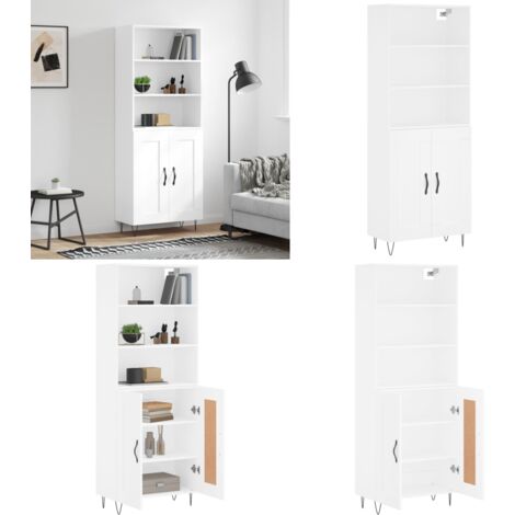 Credenza Bianca 69,5x34x180 cm in Legno Multistrato - Credenza bianca - Credenza moderna