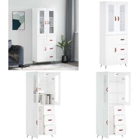 Credenza Bianca 69,5x34x180 cm in Legno Multistrato - Credenza bianca - Credenza moderna