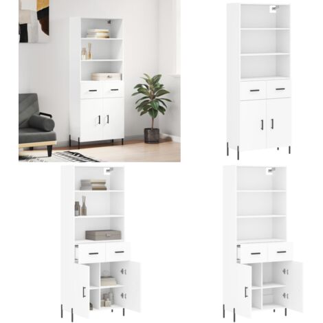 Credenza Bianca 69,5x34x180 cm in Legno Multistrato - Credenza bianca - Credenza moderna