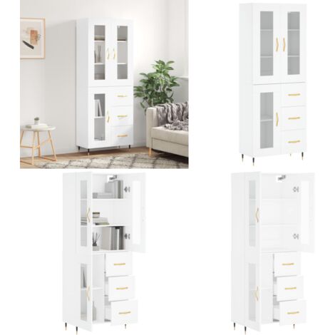 Credenza Bianca 69,5x34x180 cm in Legno Multistrato - Credenza bianca - Credenza moderna