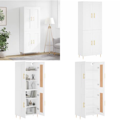 Credenza Bianca 69,5x34x180 cm in Legno Multistrato - Credenza bianca - Credenza moderna