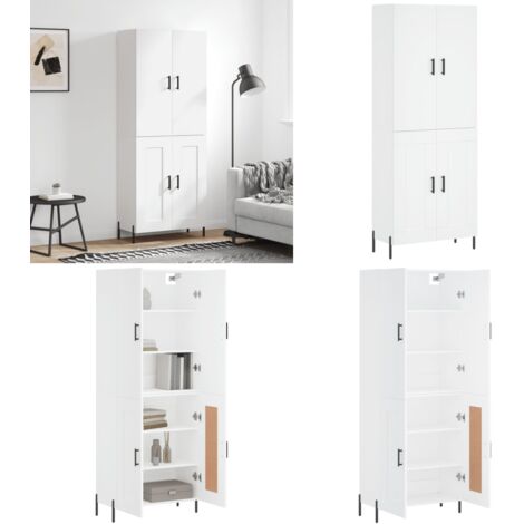 Credenza Bianca 69,5x34x180 cm in Legno Multistrato - Credenza bianca - Credenza moderna