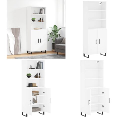 Credenza Bianca 69,5x34x180 cm in Legno Multistrato - Credenza bianca - Credenza moderna