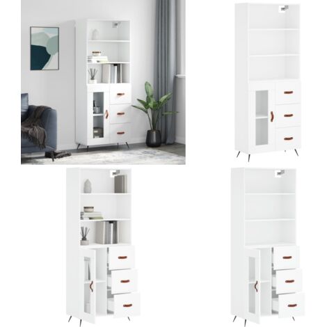 Credenza Bianca 69,5x34x180 cm in Legno Multistrato - Credenza bianca - Credenza moderna