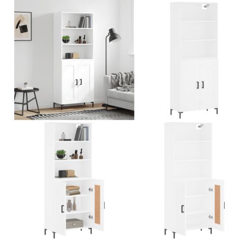 Credenza Bianca 69,5x34x180 cm in Legno Multistrato - Credenza bianca - Credenza moderna