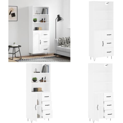 Credenza Bianca 69,5x34x180 cm in Legno Multistrato - Credenza bianca - Credenza moderna