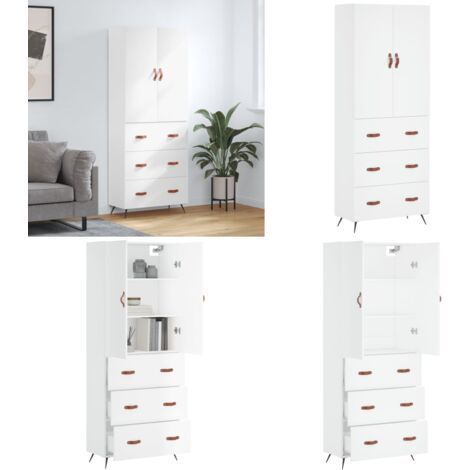 Credenza Bianca 69,5x34x180 cm in Legno Multistrato - Credenza bianca - Credenza moderna