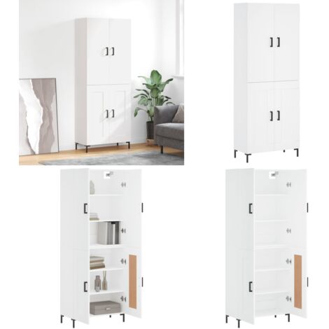 Credenza Bianca 69,5x34x180 cm in Legno Multistrato - Credenza bianca - Credenza moderna
