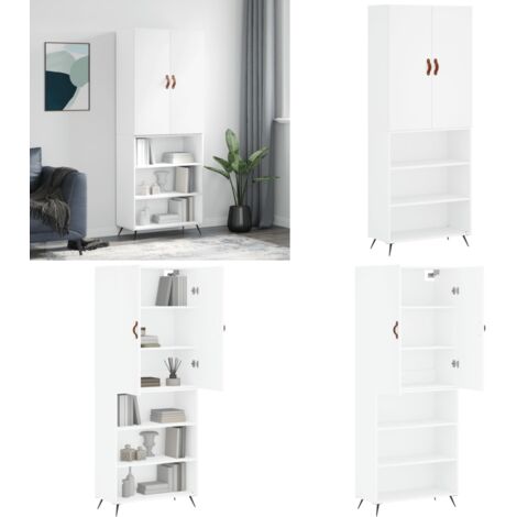 Credenza Bianca 69,5x34x180 cm in Legno Multistrato - Credenza moderna - Credenza bianca