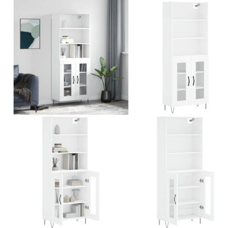 Credenza Bianca 69,5x34x180 cm in Legno Multistrato - Credenza moderna - Credenza in legno multistrato