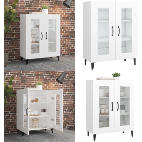 Credenza Bianca 69,5x34x90 cm in Legno Multistrato - Credenza bianca - Credenza con ante in vetro