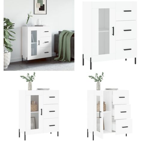 Credenza Bianca 69,5x34x90 cm in Legno Multistrato - Credenza moderna - Credenza con cassetti