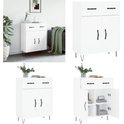 Credenza Bianca 69,5x34x90 cm in Legno Multistrato - Credenza moderna - Credenza in legno multistrato