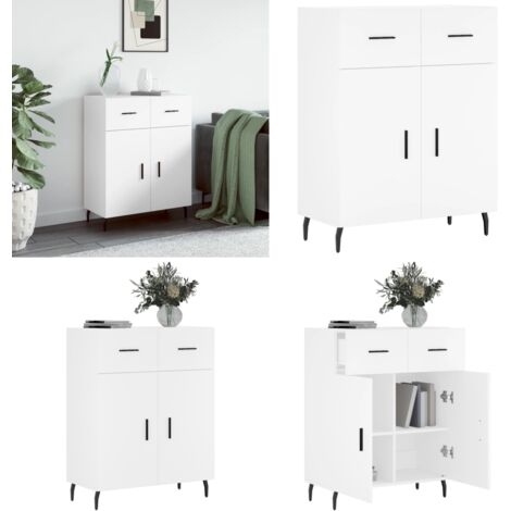 Credenza Bianca 69,5x34x90 cm in Legno Multistrato - Credenza moderna - Credenza in legno multistrato