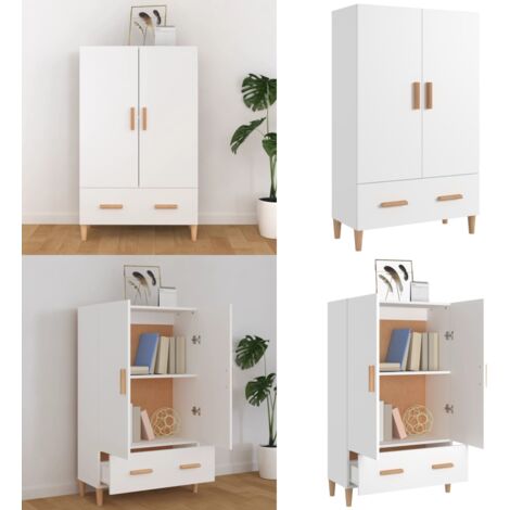 Credenza Bianca 70x31x115 cm in Legno Multistrato - Credenza bianca - Credenza in legno multistrato