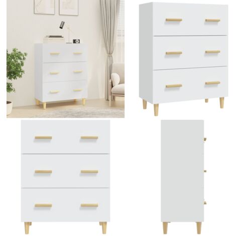 Credenza Bianca 70x34x90 cm in Legno Multistrato - Credenza bianca - Credenza con cassetti