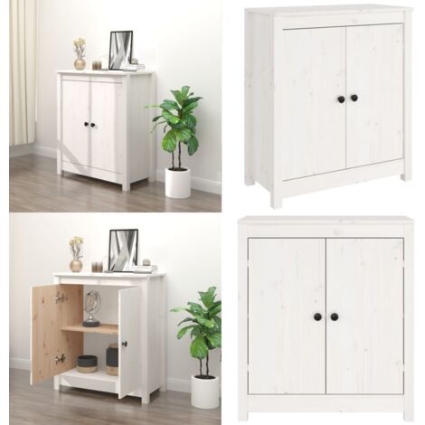 Credenza Bianca 70x35x80 cm in Legno Massello di Pino - Credenza in pino - Credenza bianca