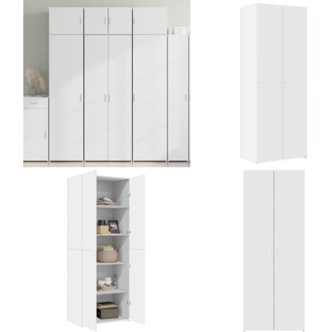 Credenza Bianca 70x42,5x185 cm in Legno Ingegnerizzato - Credenza moderna - Credenza da soggiorno