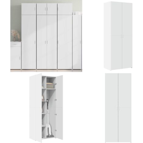 Credenza Bianca 70x42,5x185 cm in Legno Ingegnerizzato - Credenza moderna - Credenza da soggiorno