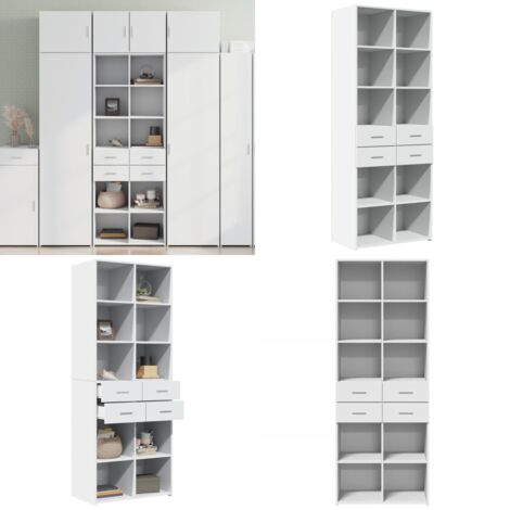 Credenza Bianca 70x42,5x185 cm in Legno Multistrato - Credenza moderna - Credenza bianca