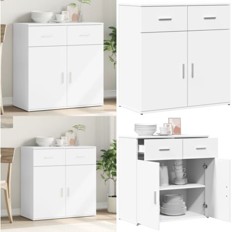 Credenza Bianca 79x38x80 cm in Legno Multistrato - Credenza moderna - Credenza in legno multistrato