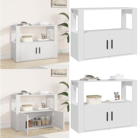 Credenza Bianca 80x30x60 cm in Legno Multistrato - Credenza bianca - Credenza moderna