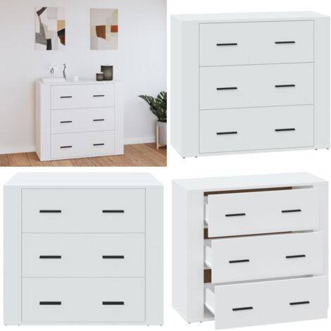 Credenza Bianca 80x33x70 cm in Legno Multistrato - Credenza bianca - Credenza con cassetti