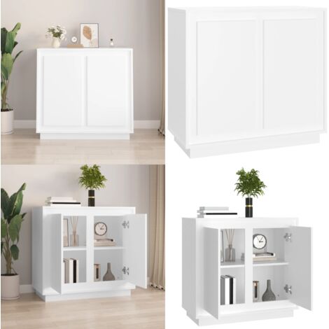 Credenza Bianca 80x34x75 cm in Legno Multistrato - Credenza moderna - Credenza in legno multistrato