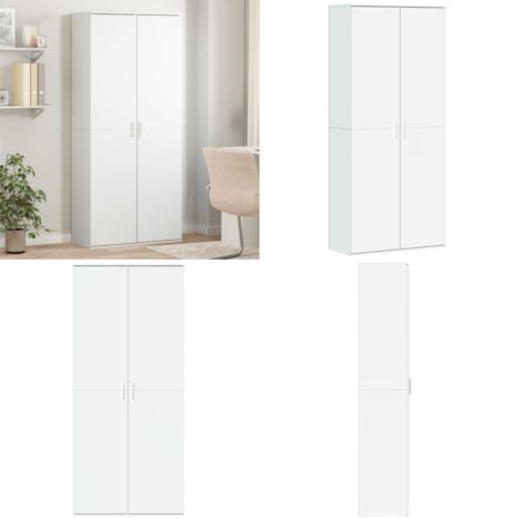 Credenza Bianca 80x35x180 cm in Legno Multistrato - Credenza moderna - Credenza in legno multistrato