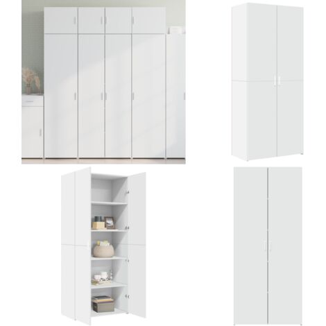 Credenza Bianca 80x42,5x185 cm in Legno Ingegnerizzato - Credenza moderna - Credenza in legno multistrato