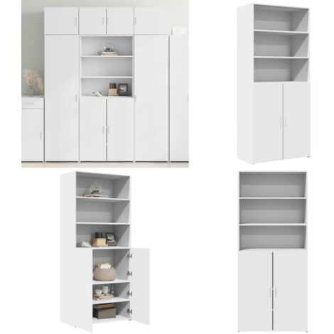 Credenza Bianca 80x42,5x185 cm in Legno Multistrato - Credenza moderna - Credenza con ante
