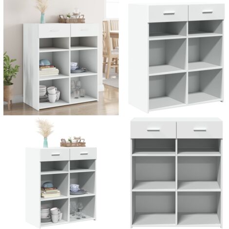 Credenza Bianca 80x42,5x93 cm in Legno Multistrato - Credenza bianca - Credenza con cassetti