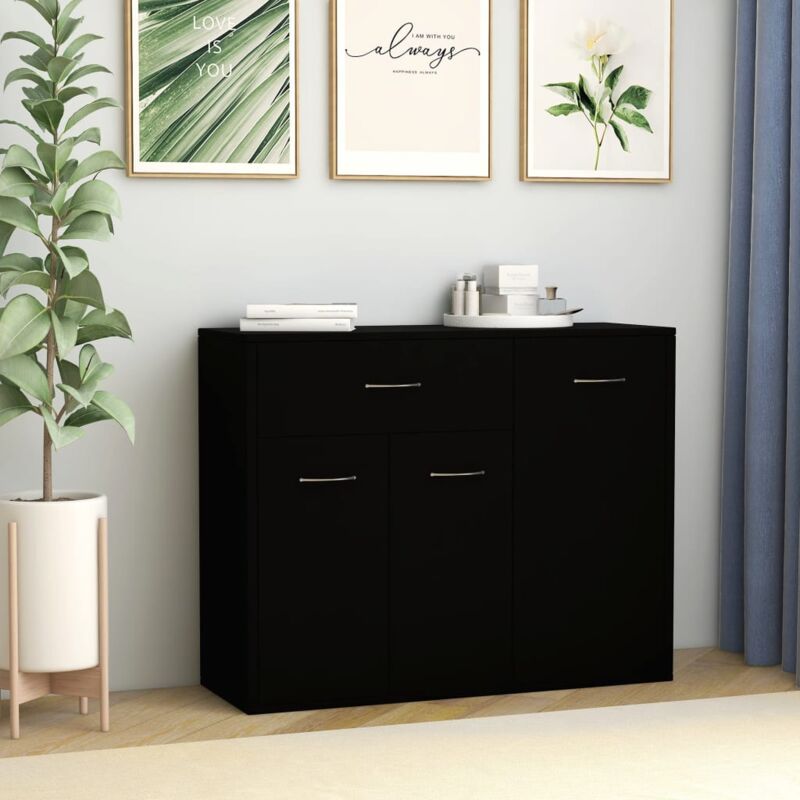 Credenza Nera 88x30x70 cm in Legno Multistrato - Vidaxl