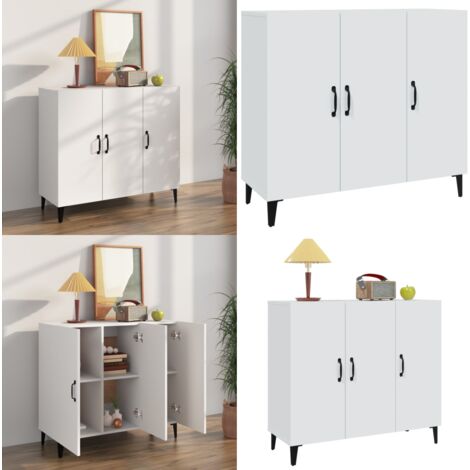 Credenza Bianca 90x34x80 cm in Legno Multistrato - Credenza industriale - Credenza bianca