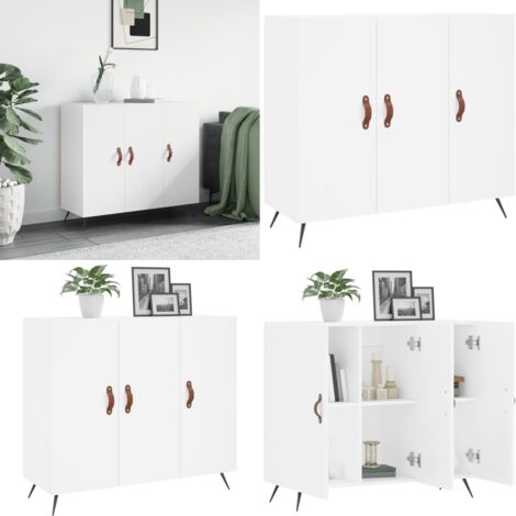 Credenza Bianca 90x34x80 cm in Legno Multistrato - Credenza moderna - Credenza in metallo