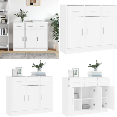 Credenza Bianca 91x28x75 cm in Legno Massello di Acacia - Credenza in acacia - Credenza bianca
