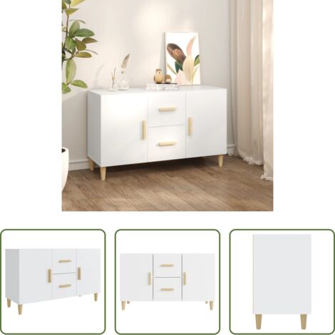 Credenza bianca -  Credenza Bianca 100x36x60 cm in Legno Multistrato