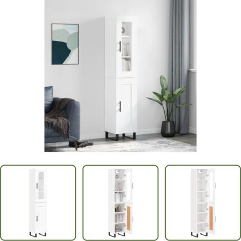 Credenza bianca -  Credenza Bianca 34,5x34x180 cm in Legno Multistrato