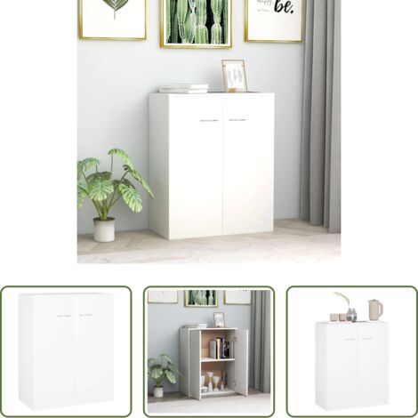 Credenza bianca -  Credenza Bianca 60x30x75 cm in Legno Multistrato