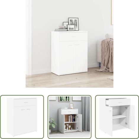 Credenza bianca -  Credenza Bianca 60x30x75 cm in Legno Multistrato