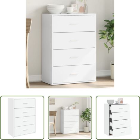 Credenza bianca -  Credenza Bianca 60x31x84 cm in Legno Multistrato