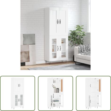 Credenza bianca -  Credenza Bianca 69,5x34x180 cm in Legno Multistrato