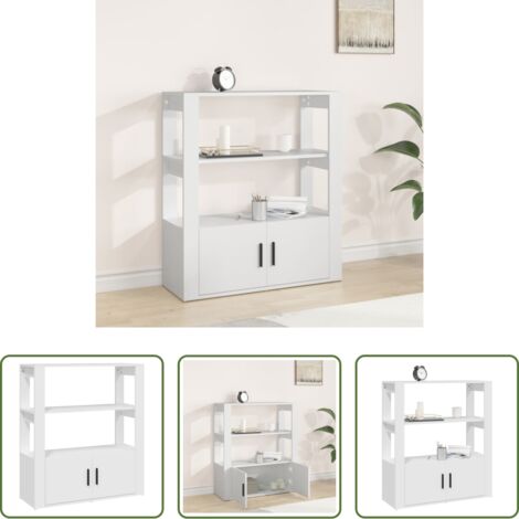 Credenza bianca -  Credenza Bianca 80x30x90 cm in Legno Multistrato